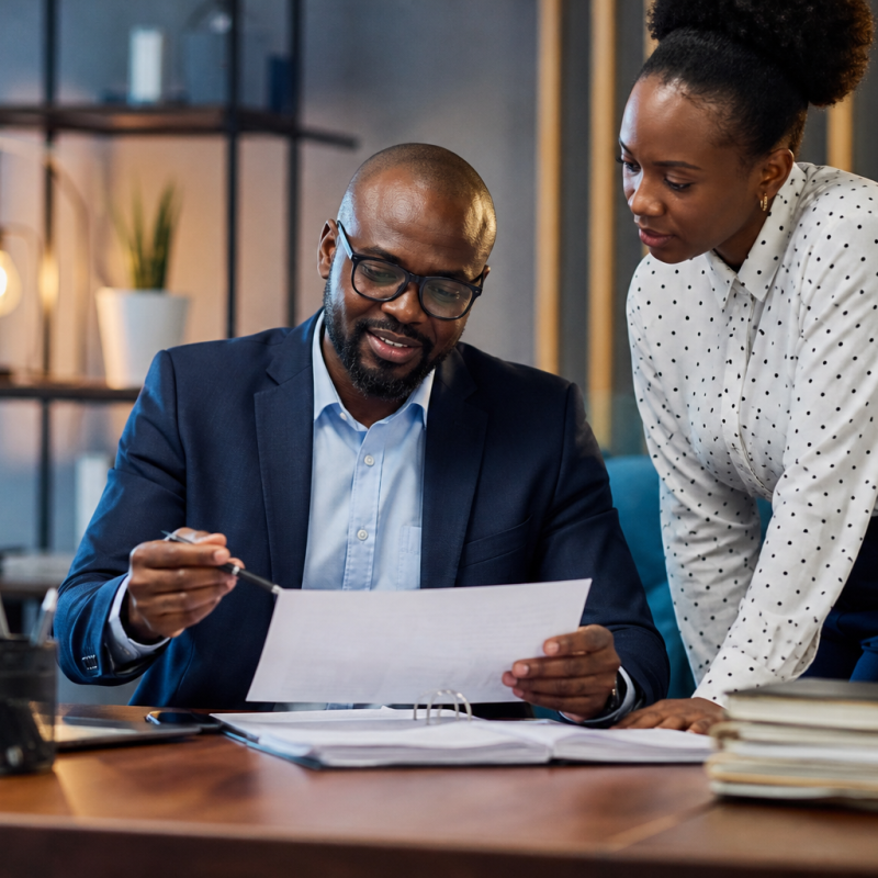 SME owners reviewing financial reports and business performance in Kenya