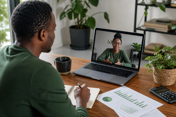 Business owner and adviser comparing bookkeeping service proposals