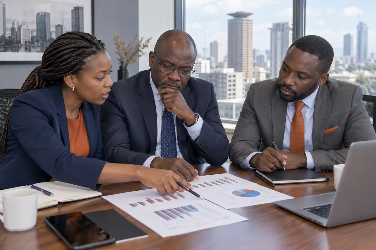 Bookkeeping vs accounting for Kenyan SMEs – finance professionals reviewing business financial records